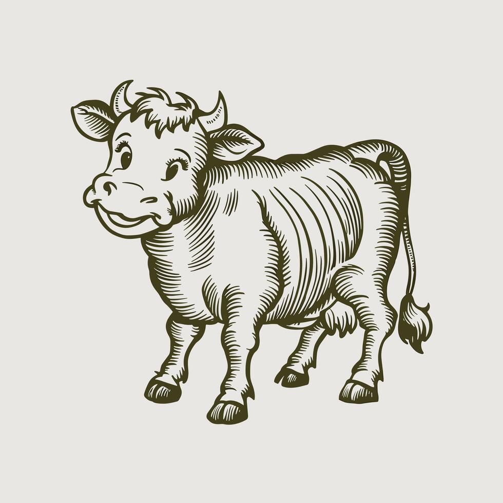 Cute cow. Sticker for social networks, graphic element for website. Animals, mammal, fauna and nature, farming and agriculture. Toy and mascot for children. Cartoon flat illustration vector
