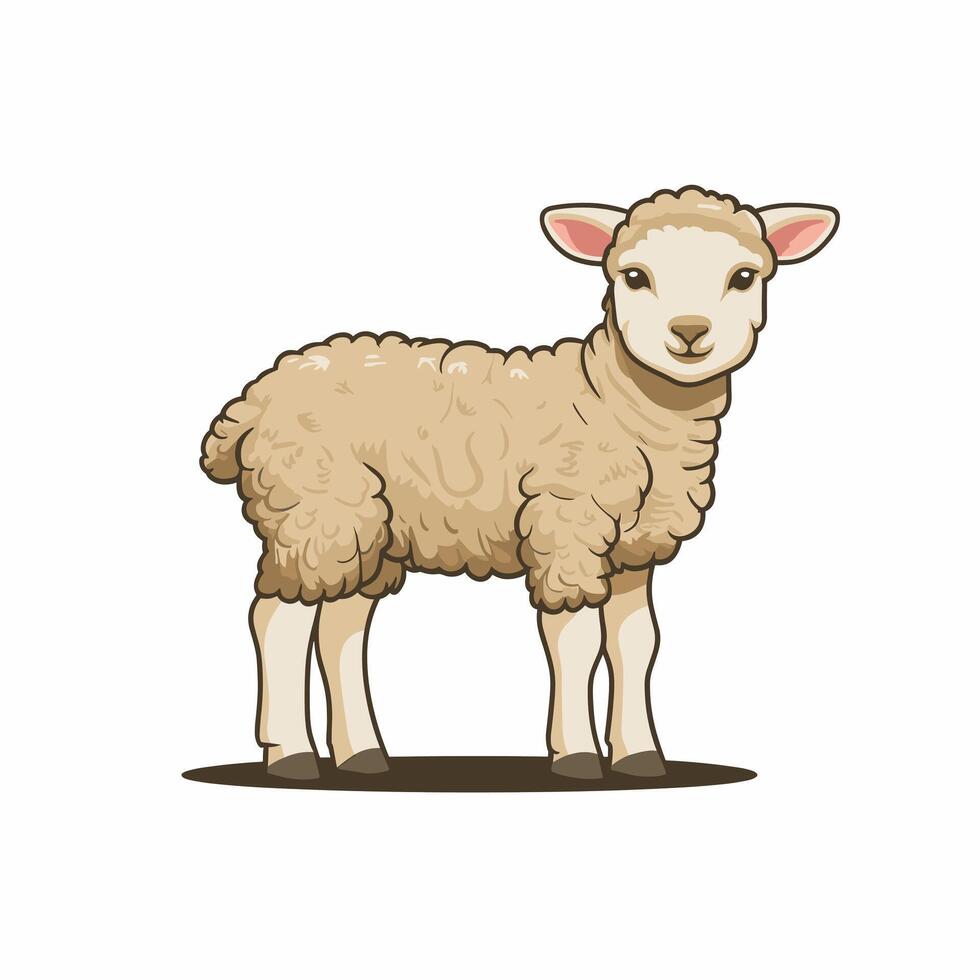 A white goat cartoon character illustration vector