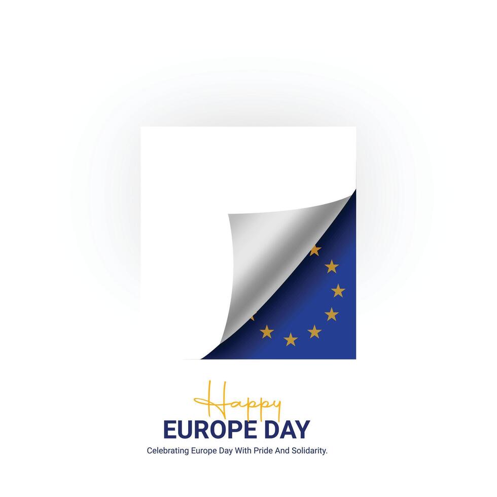 Happy Europe Day creative ads design. May 9 Europe Day social media poster 3D illustration. vector