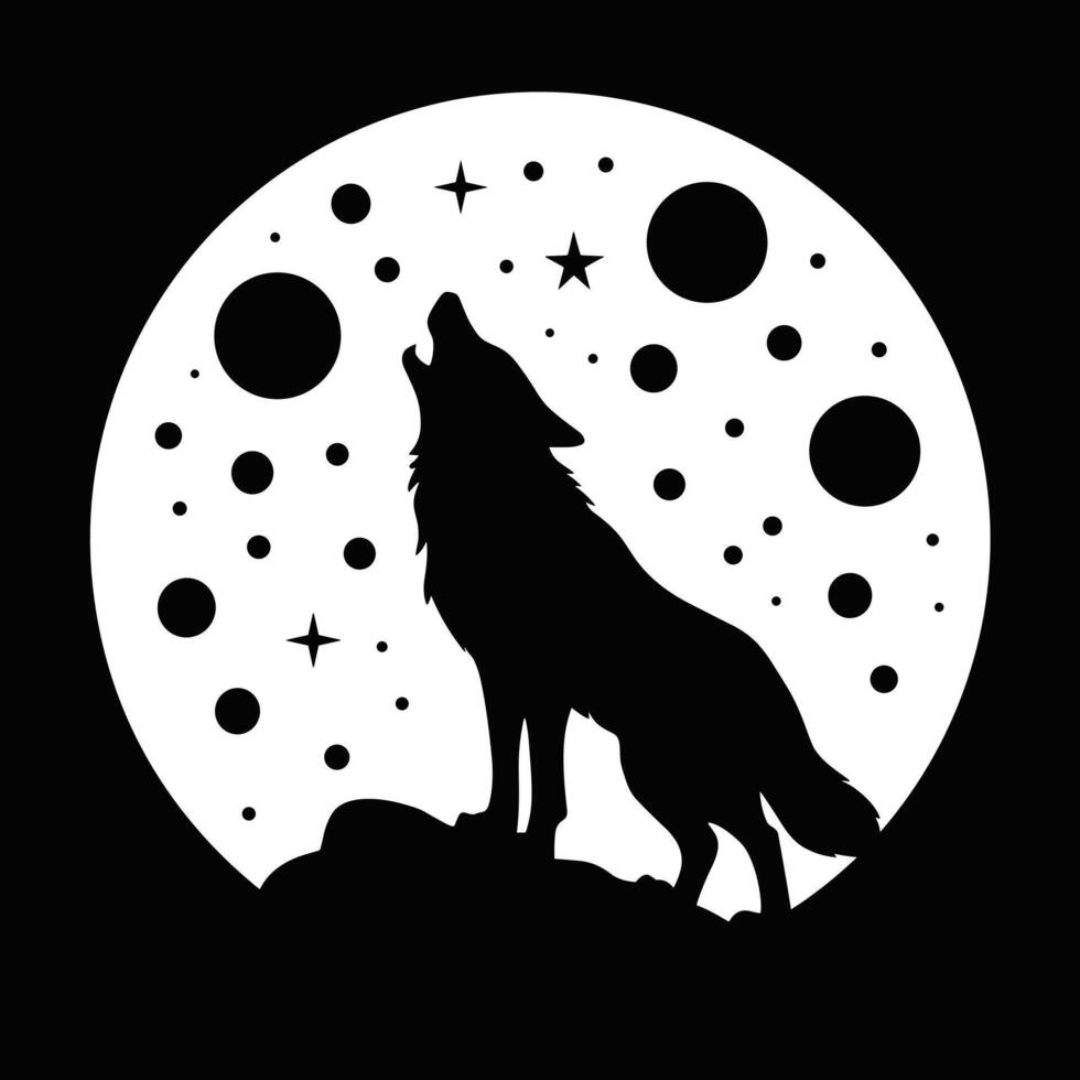 Wolf , printable collection, howling wolf, three wolves on rock, wild animal, courage and bravery symbol, icon drawing black, white background vector