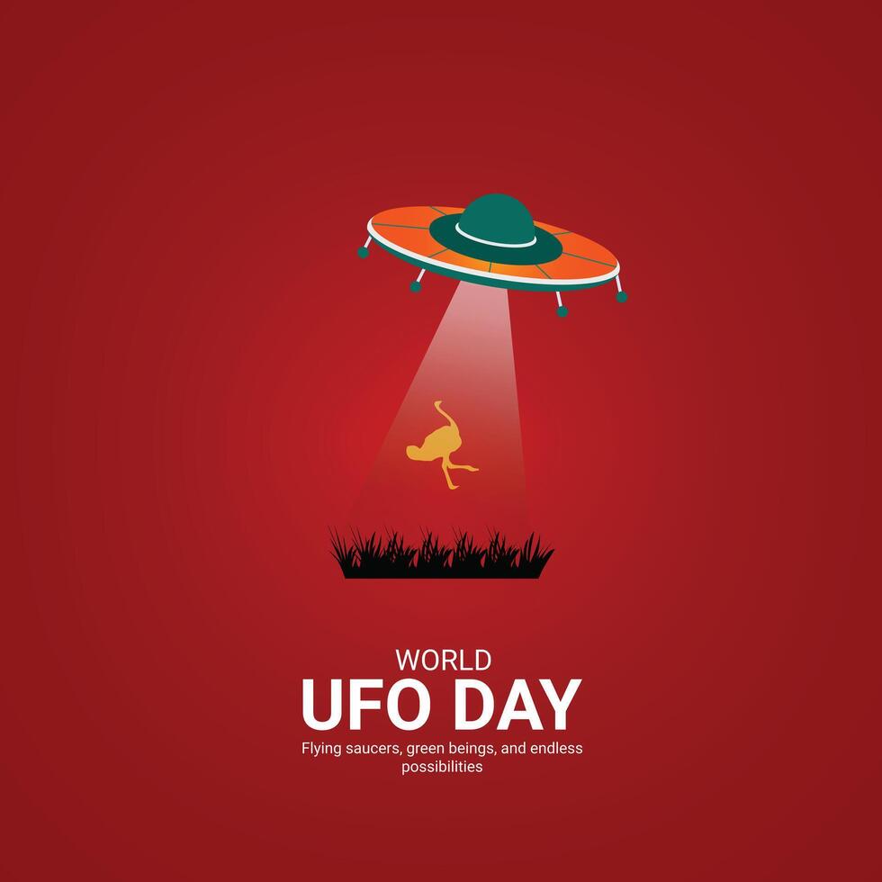 World ufo day creative ads.World ufo day design, july 2, illustration on night galaxy gradient color background design vector