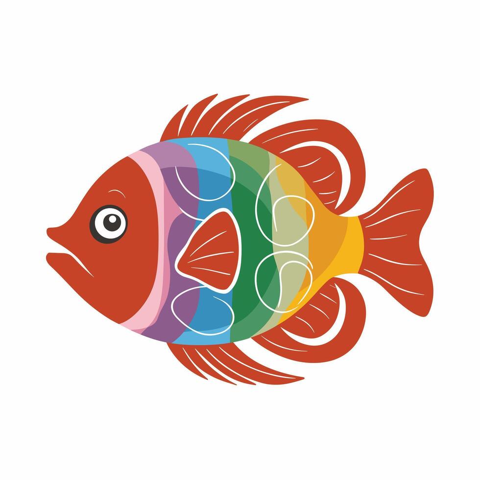 colección de mano dibujado linda peces en plano estilo. peces cuerpo íconos grande colocar. ilustración para icono, logo, imprimir, icono, tarjeta, emblema, etiqueta. acuario. vector