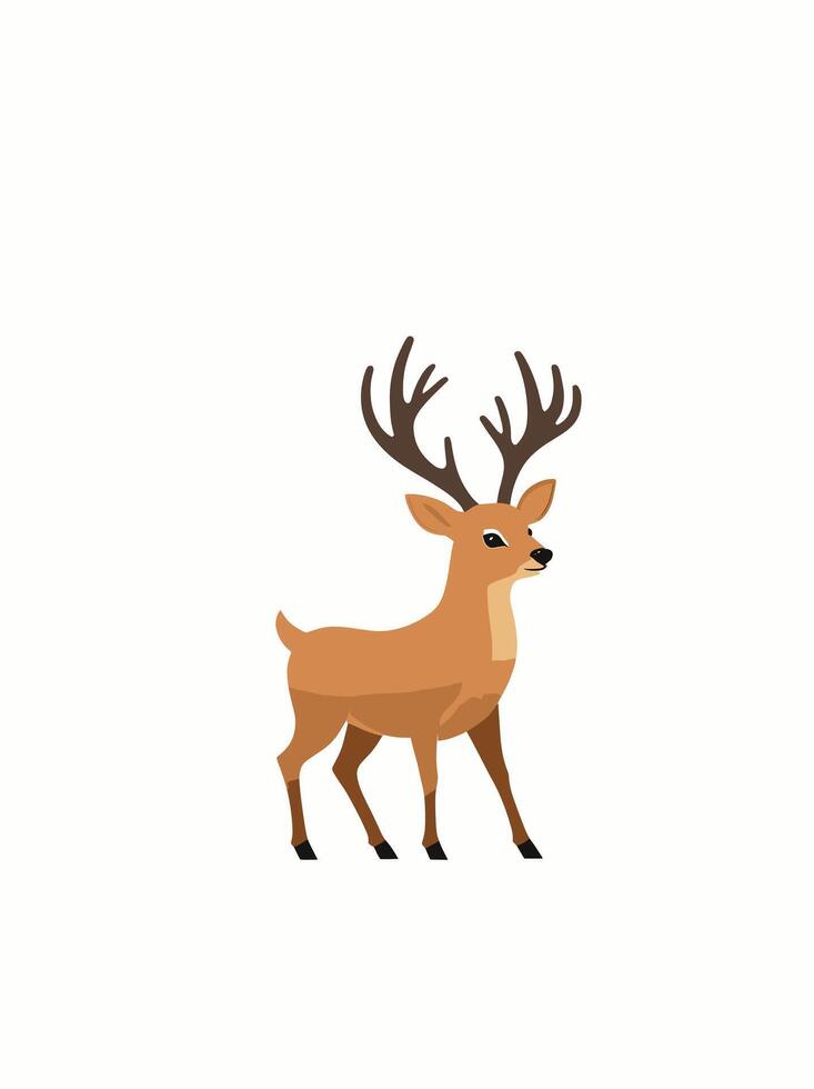 Deer, raindeer. Flat illustration. Isolated on white background vector