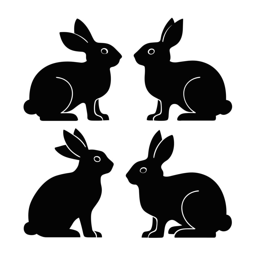 Cute cartoon rabbits. Funny furry gray hares, Easter bunnies standing, sitting, running, jumping, sleeping. Set of flat cartoon illustrations isolated on white background vector