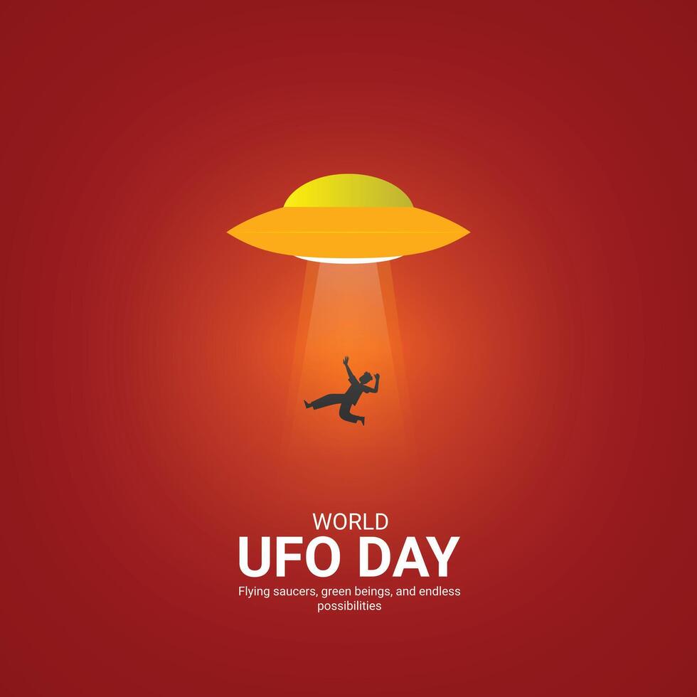 World ufo day creative ads.World ufo day design, july 2, illustration on night galaxy gradient color background design vector