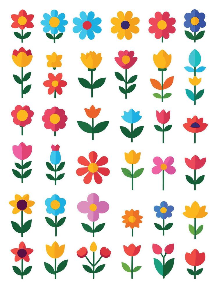 sencillo resumen mano dibujado varios formas y plano flor. naturaleza flores y hojas ilustración en blanco antecedentes vector