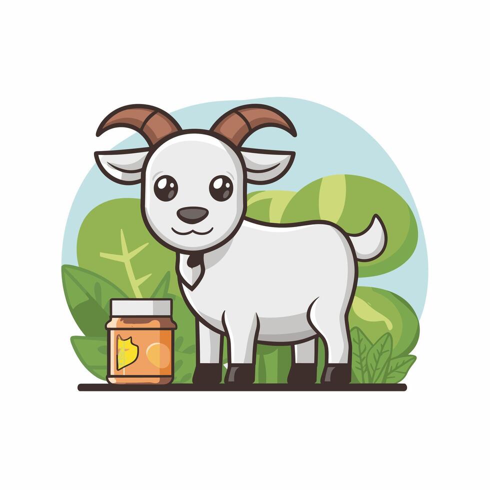 A white goat cartoon character illustration vector