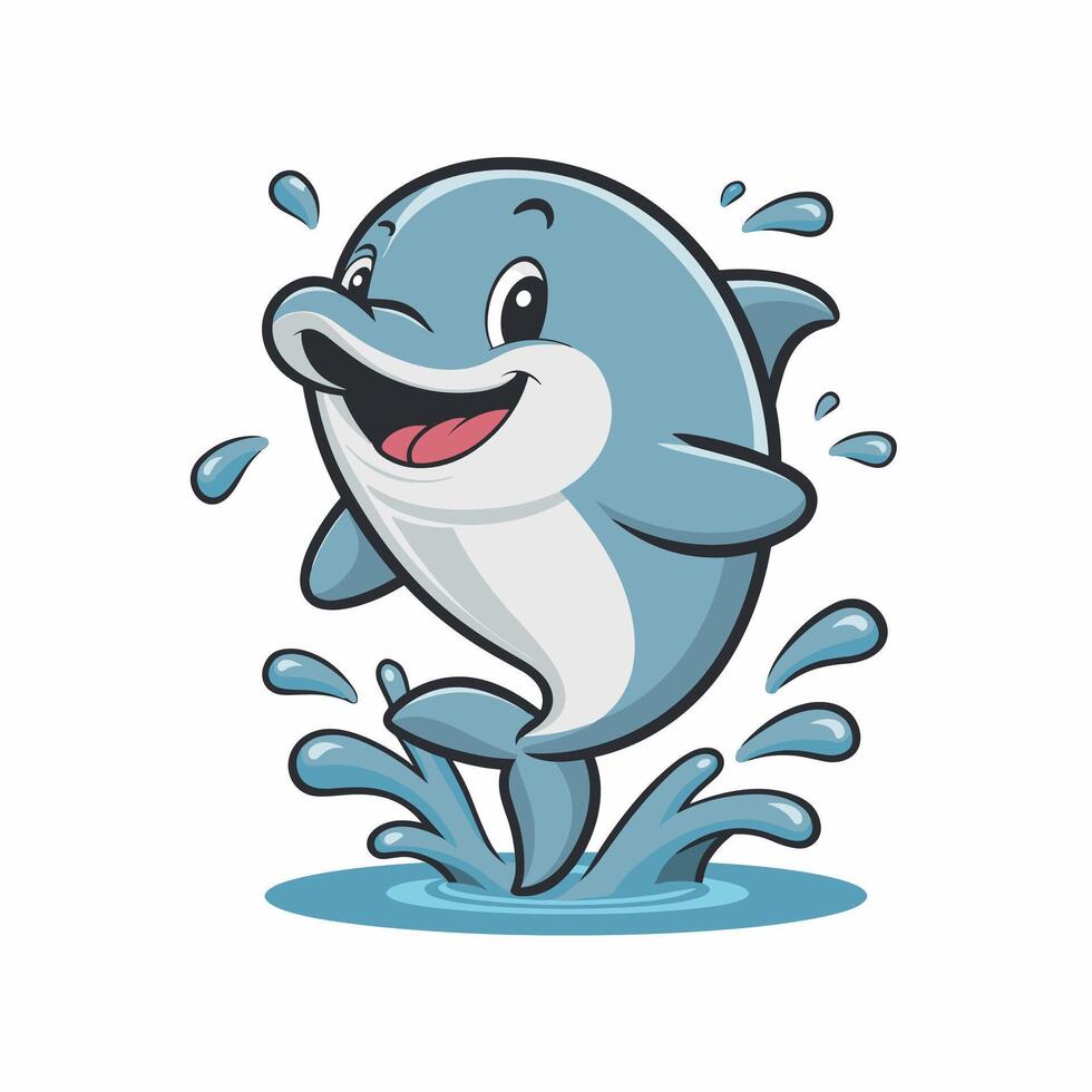 Cute dolphins in various poses cartoon illustration white background vector