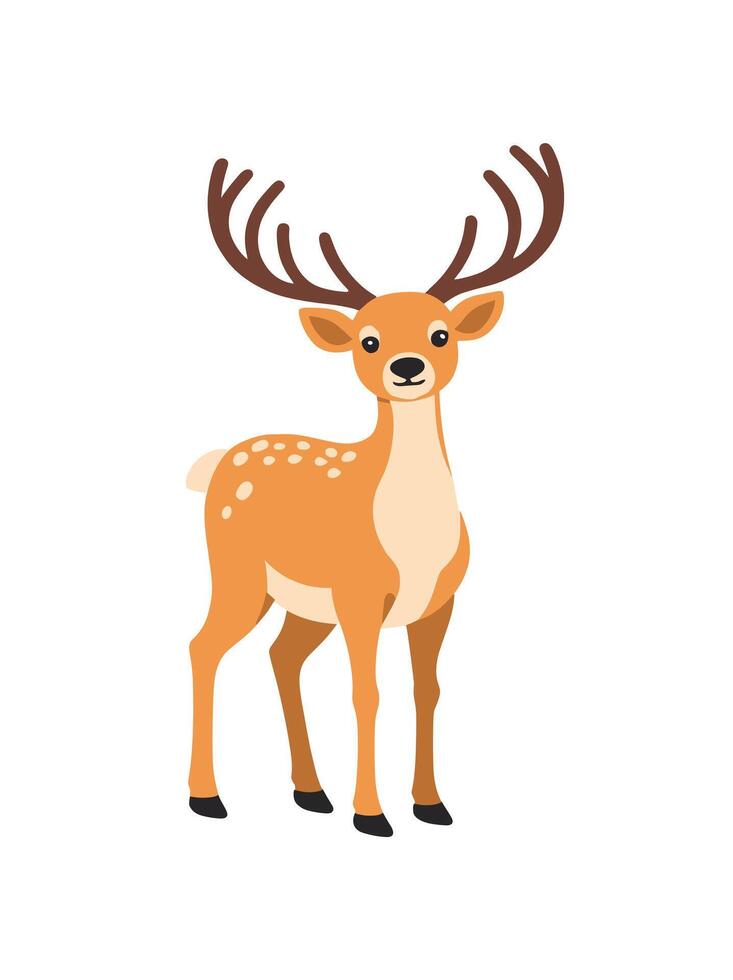 Deer, raindeer. Flat illustration. Isolated on white background vector