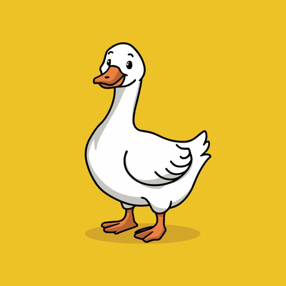 Set of cute white goose. goose illustration white background vector