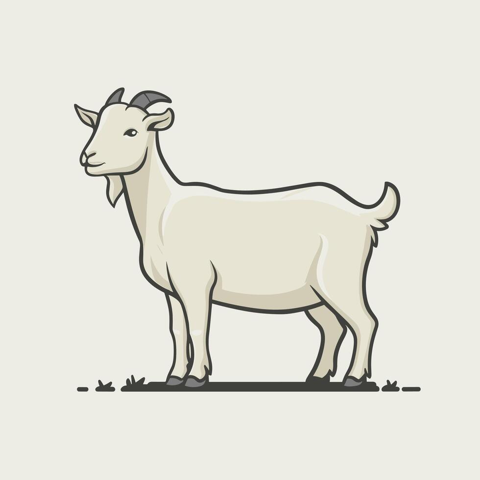 A white goat cartoon character illustration vector