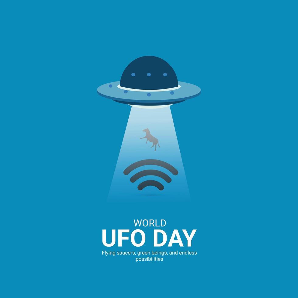 World ufo day creative ads.World ufo day design, july 2, illustration on night galaxy gradient color background design vector