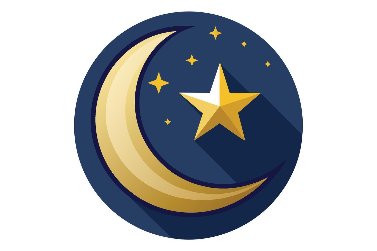 A stylized crescent moon and star, iconic symbols of Islam vector