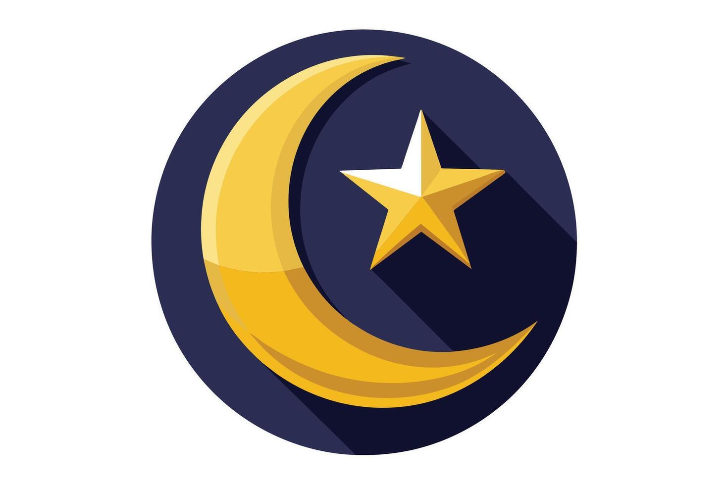 A stylized crescent moon and star, iconic symbols of Islam vector