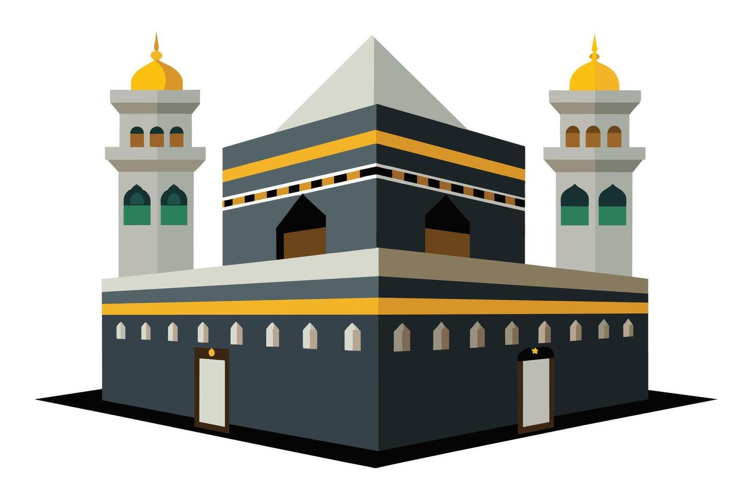 A majestic view of the Kaaba in white background vector