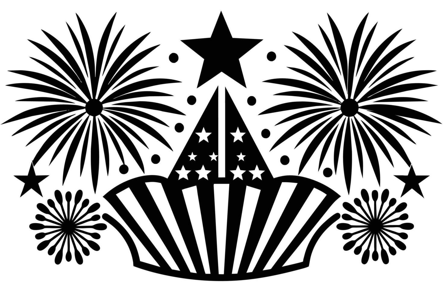 4th of July Illustration Silhouetted white background vector