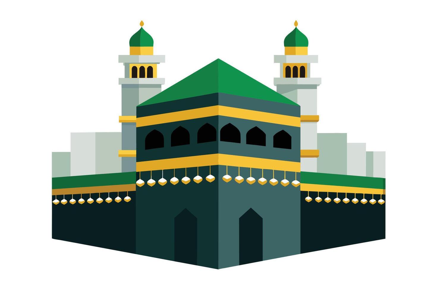 A majestic view of the Kaaba in white background vector