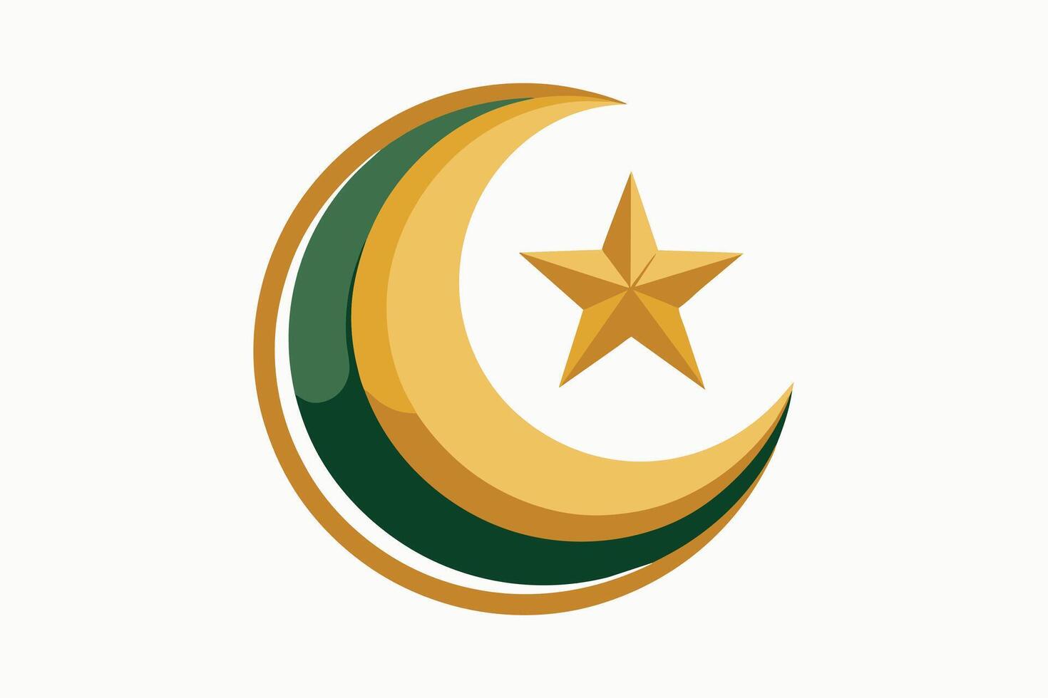 A stylized crescent moon and star, iconic symbols of Islam vector
