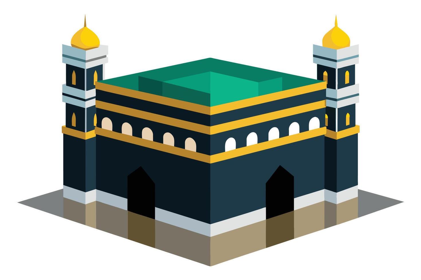 A majestic view of the Kaaba in white background vector