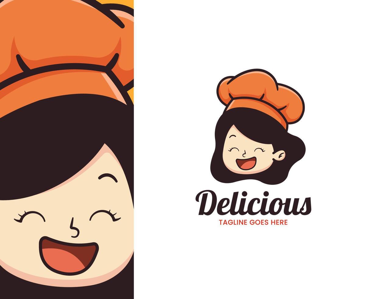 chef logo cartoon illustration vector