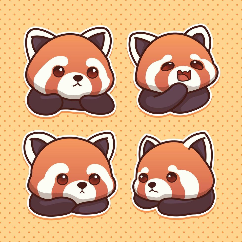 cute red panda illustration for sticker and clips art vector