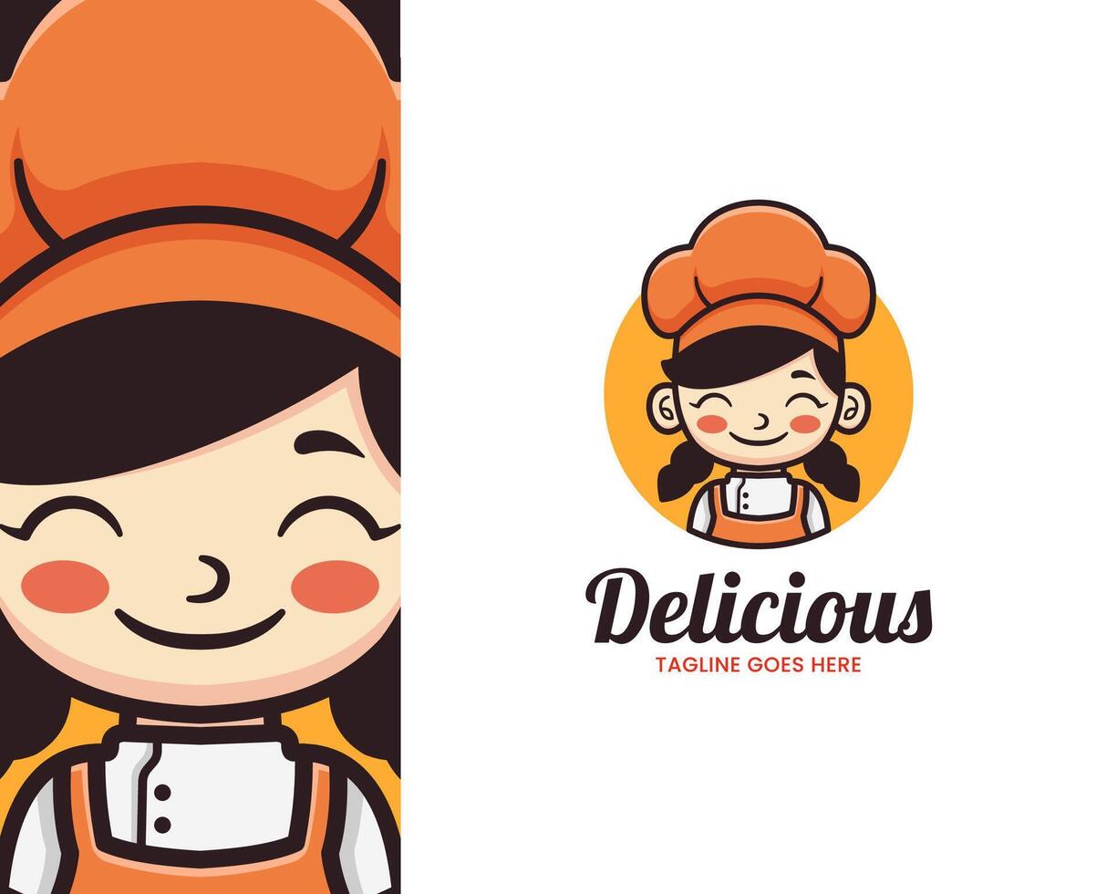 chef logo cartoon illustration vector