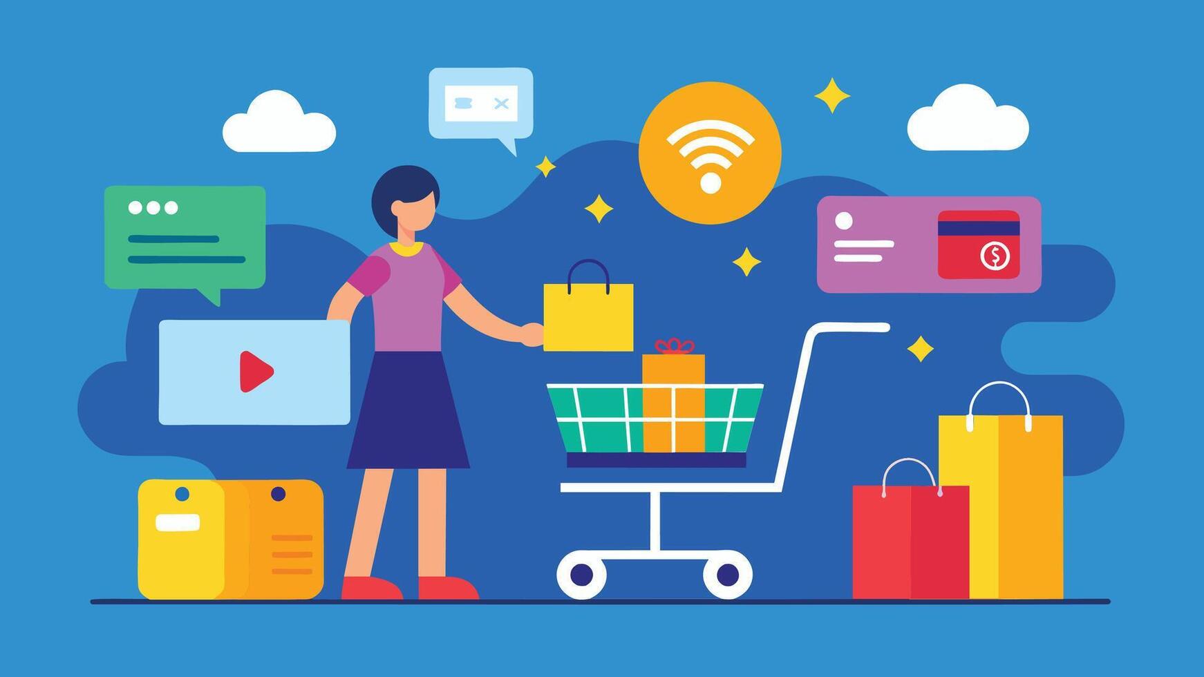 Online shopping and e-commerce concept illustrations vector