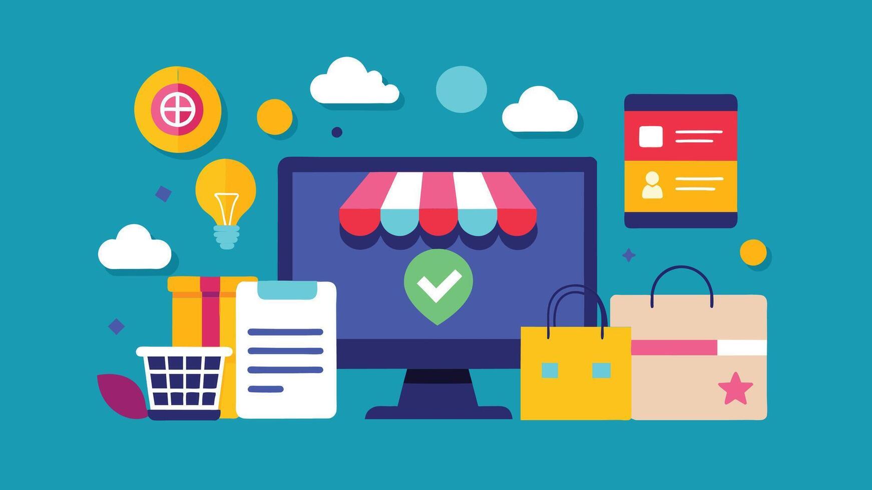 Online shopping and e-commerce concept illustrations vector