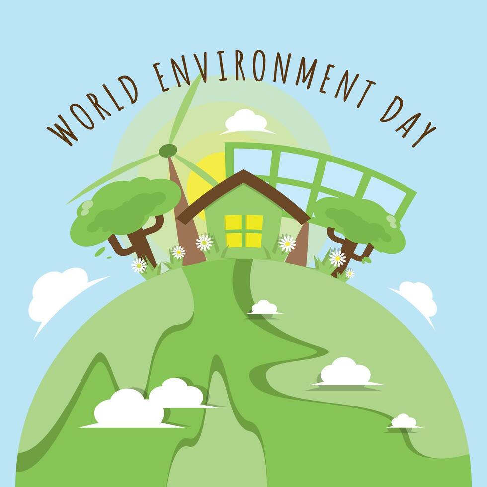 World Environment Day poster with environmentally friendly concept vector