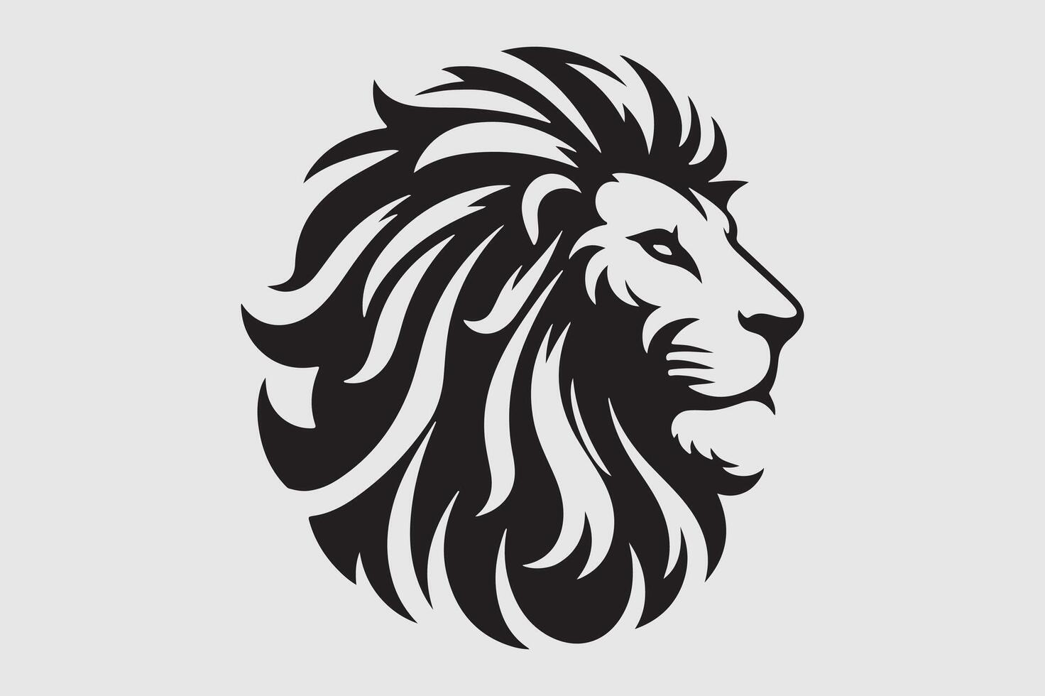Lion head file silhouette style in white background vector