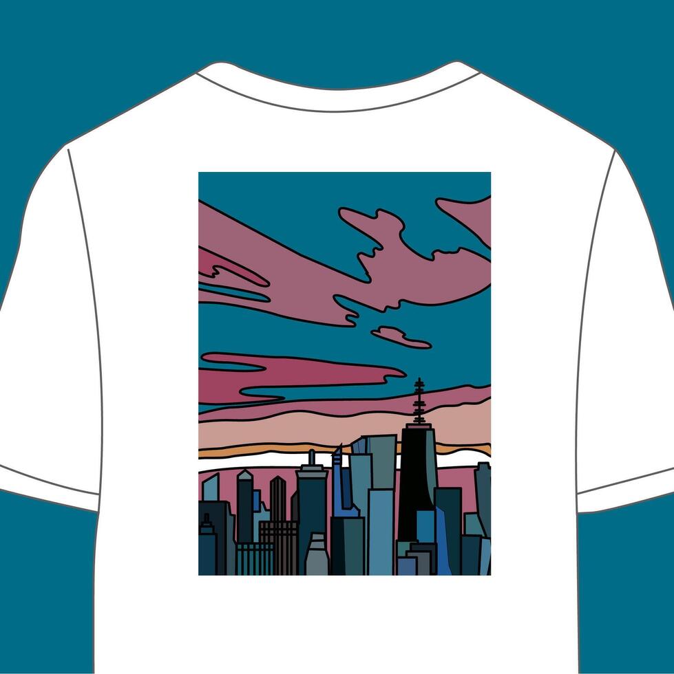 diseño t camisa cielo ciudad vector