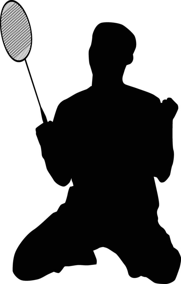 Badminton player silhouette illustration. Athlete pose in sport game vector