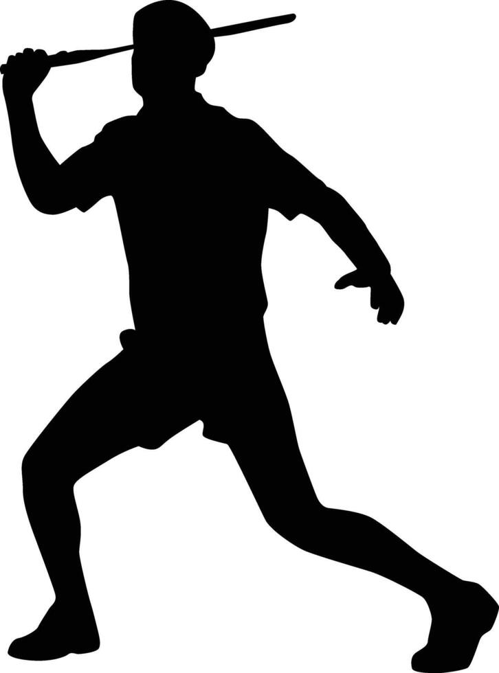 Badminton player silhouette illustration. Athlete pose in sport game vector