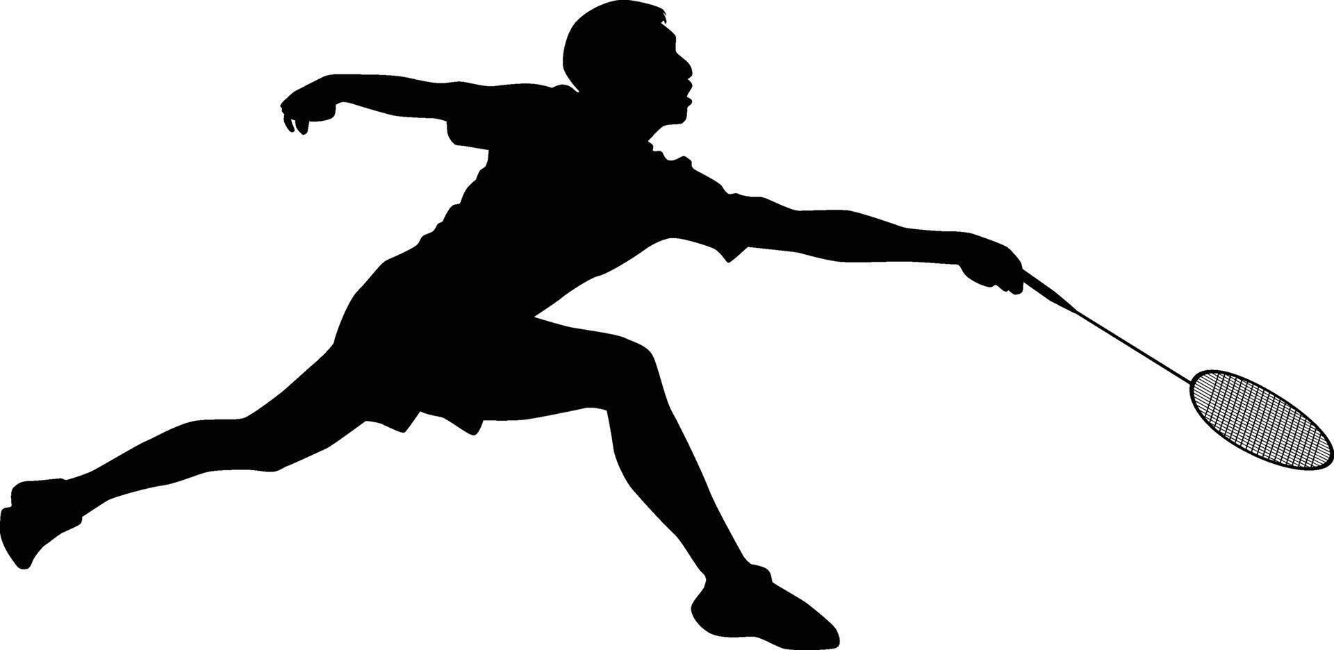 Badminton player silhouette illustration. Athlete pose in sport game vector