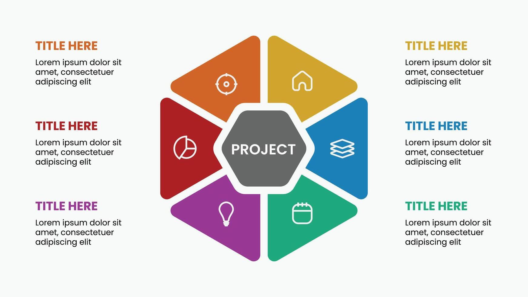 infographic template polygon shape with 6 option and icons vector