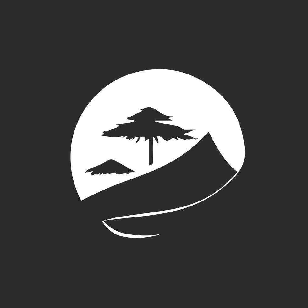 Simple silhouette design of natural scenery vector