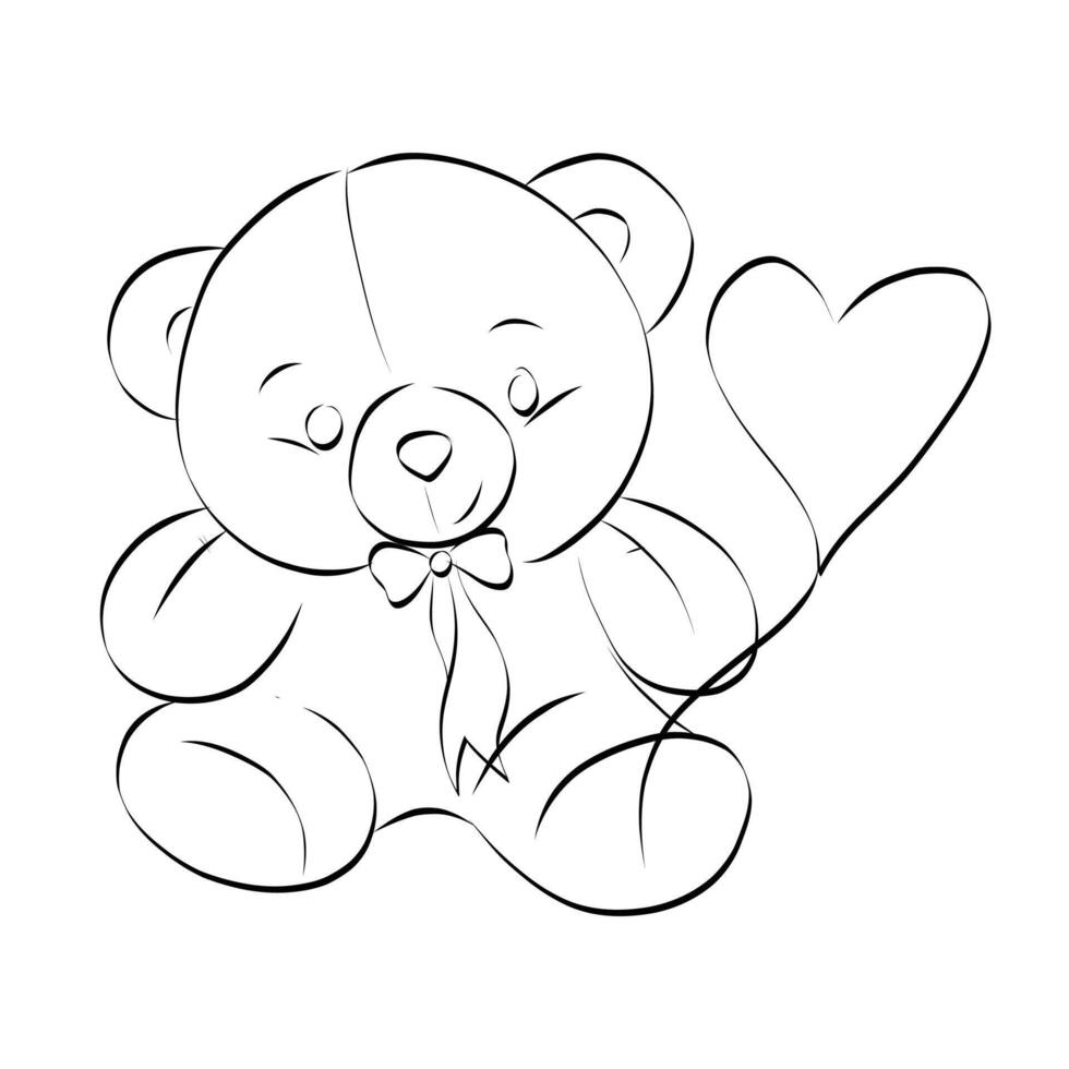 Teddy Bear Continuous Line Drawing, Teddy Bear valentine's day, Cute Bear Sitting Hugging Heart, Teddy bear with heart, Continuous line drawing of teddy bear, Teddy bear t shirt design, Line Art Teddy vector