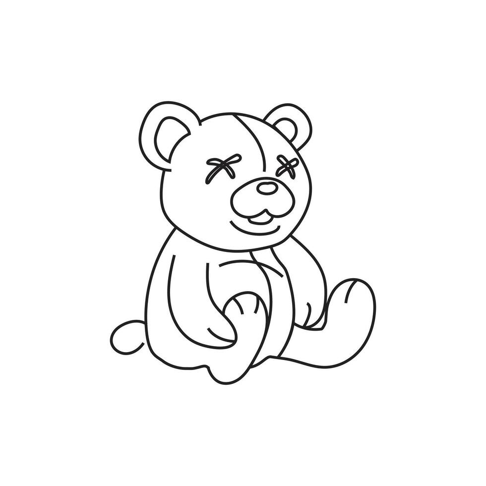 Teddy Bear Outline , Easy Printable Teddy Bear, Teddy Bear Coloring Page Art, Icon, Black White Teddy Bear Isolate On Stock , Toy Teddy bear, simple outline illustration, Teddy Bear Tshirt Printable vector