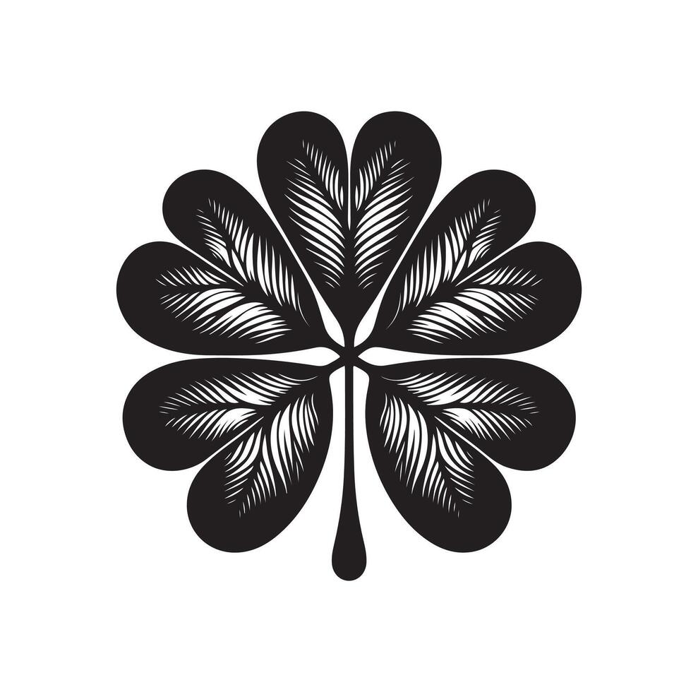 Four leaf clover icon illustration Black icon isolated on white background silhouette vector