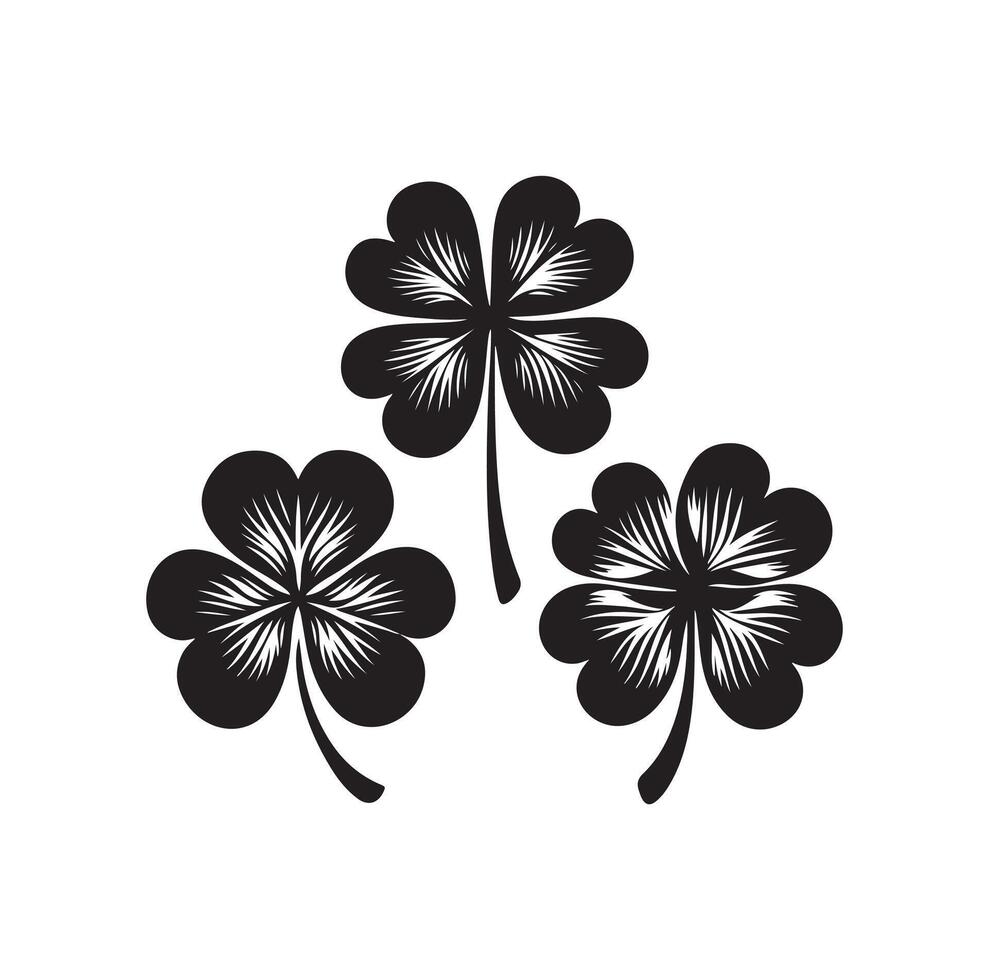 Four leaf clover icon illustration Black icon isolated on white background silhouette vector