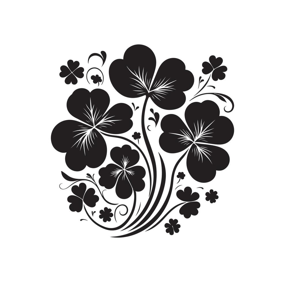 Four leaf clover icon illustration Black icon isolated on white background silhouette vector