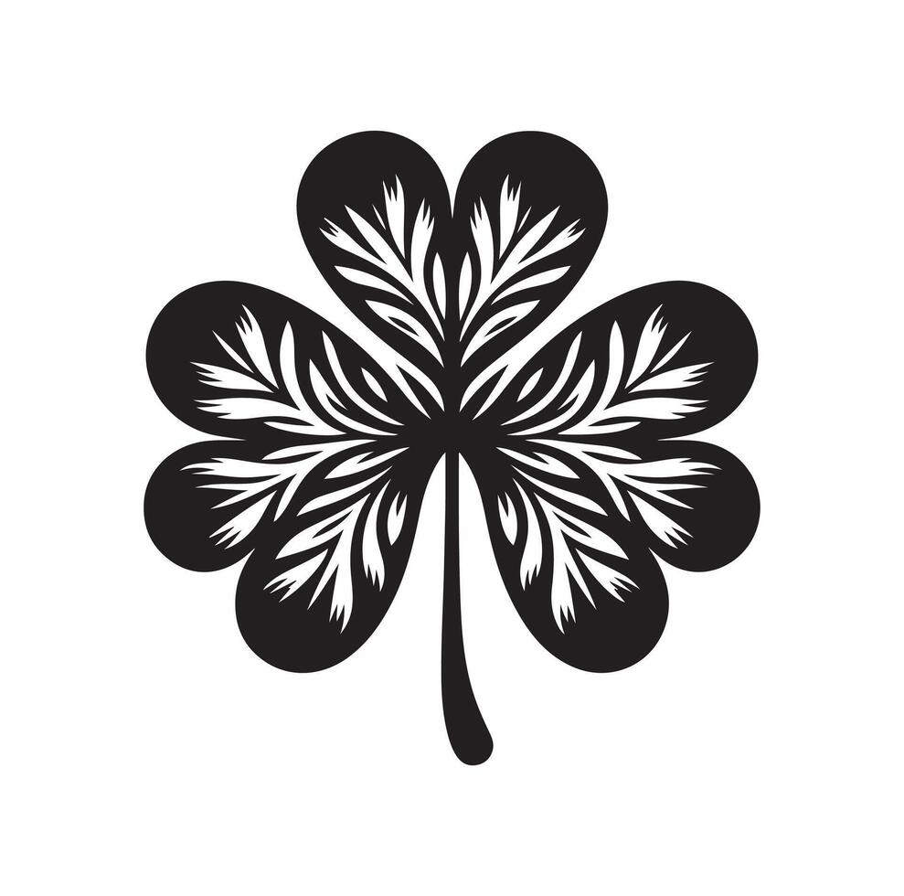 Four leaf clover icon illustration Black icon isolated on white background silhouette vector