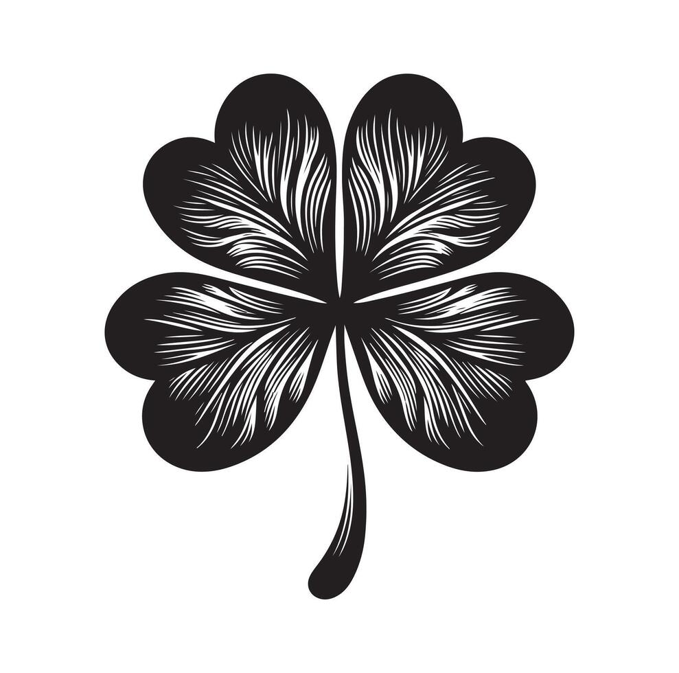 Four leaf clover icon illustration Black icon isolated on white background silhouette vector