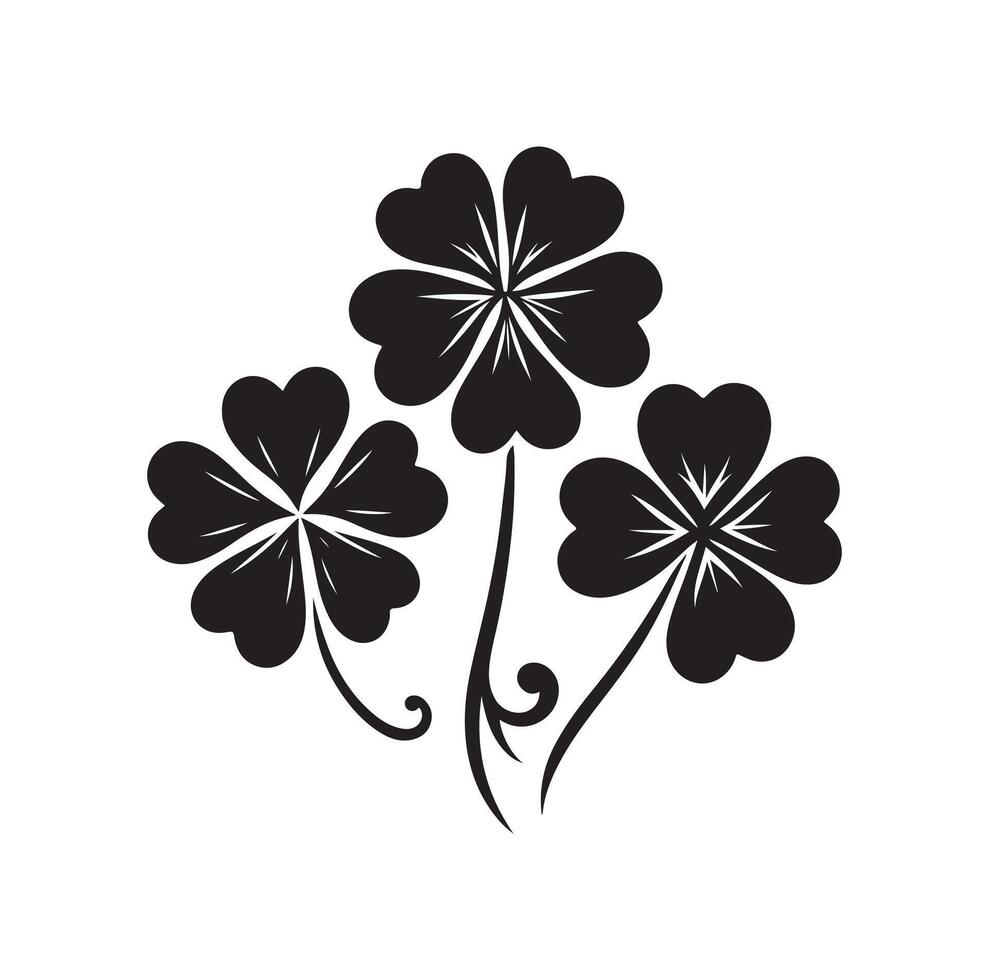 Four leaf clover icon illustration Black icon isolated on white background silhouette vector