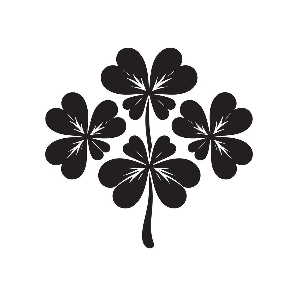 Four leaf clover icon illustration Black icon isolated on white background silhouette vector