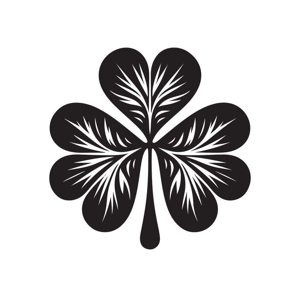 Four leaf clover icon illustration Black icon isolated on white background silhouette vector