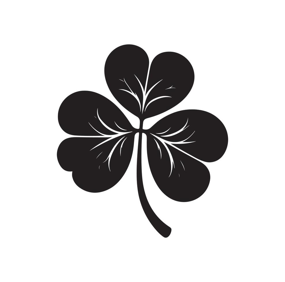 Four leaf clover icon illustration Black icon isolated on white background silhouette vector