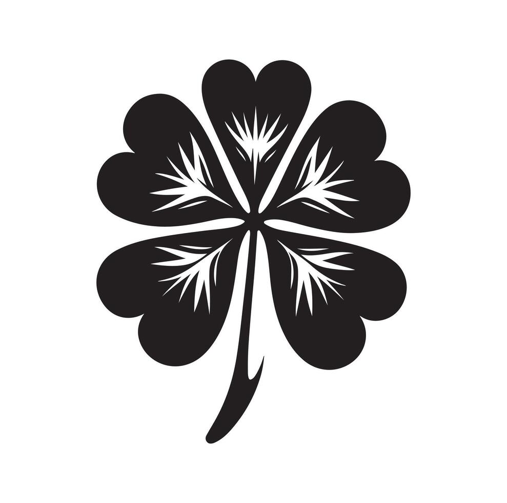 Four leaf clover icon illustration Black icon isolated on white background silhouette vector