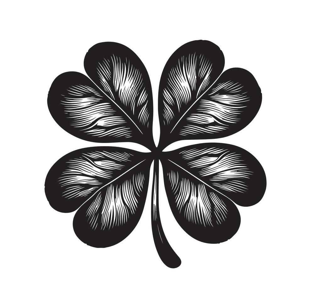 Four leaf clover icon illustration Black icon isolated on white background silhouette vector