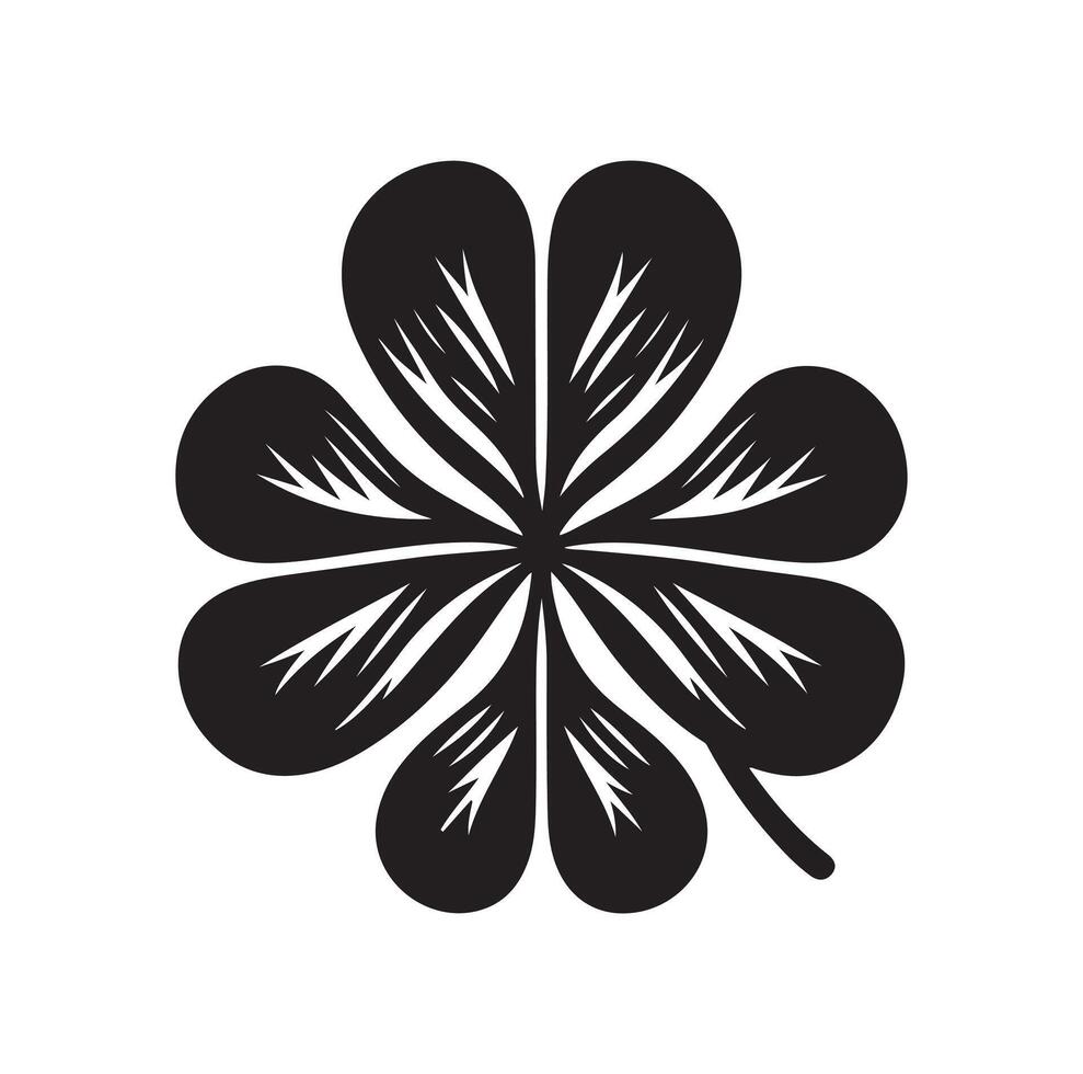 Four leaf clover icon illustration Black icon isolated on white background silhouette vector